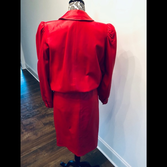 Neiman Marcus designer Red Florentine leather bomber Jacket sz EU 44/ US S-M - Picture 8 of 14